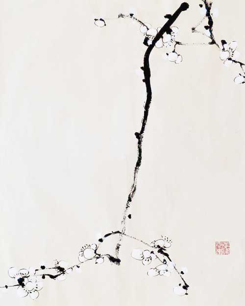 pflaume plum chinesische japanische Sumi-e painting chinesische japanische Tusche Malerei
