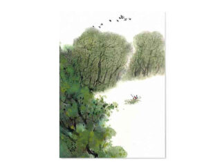 ruhiges grün quiet green Postkarte Tuschemalerei postcard sumi-e painting