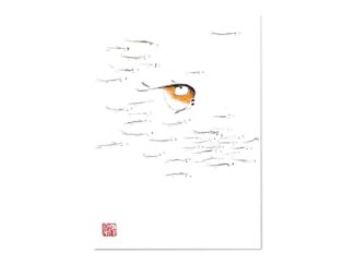 seltsamer Fisch strange fish Postkarte Tuschemalerei postcard sumi-e painting