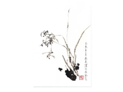postcard postkarte Blumen flower Orchidee orchid Tuschemalerei sumi-e painting
