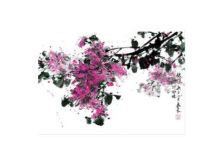 Chrysantheme chrysanthemum 菊 postcard Kunstpostkarte Tuschmalerei Sumi-e