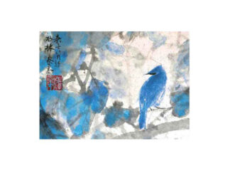 Vogel bird 鸟 postcard Kunstpostkarte Tuschmalerei Sumi-e