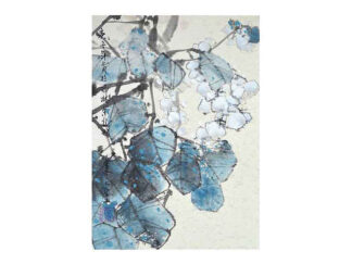 冰雪蓝花 晶莹雪花 Eisblau Ice blue cloud flower postcard Kunstpostkarte Tuschmalerei Sumi-e